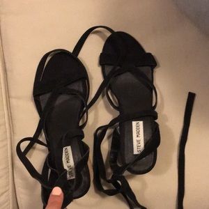 Steve Madden suede black lace-up heeded sandals
